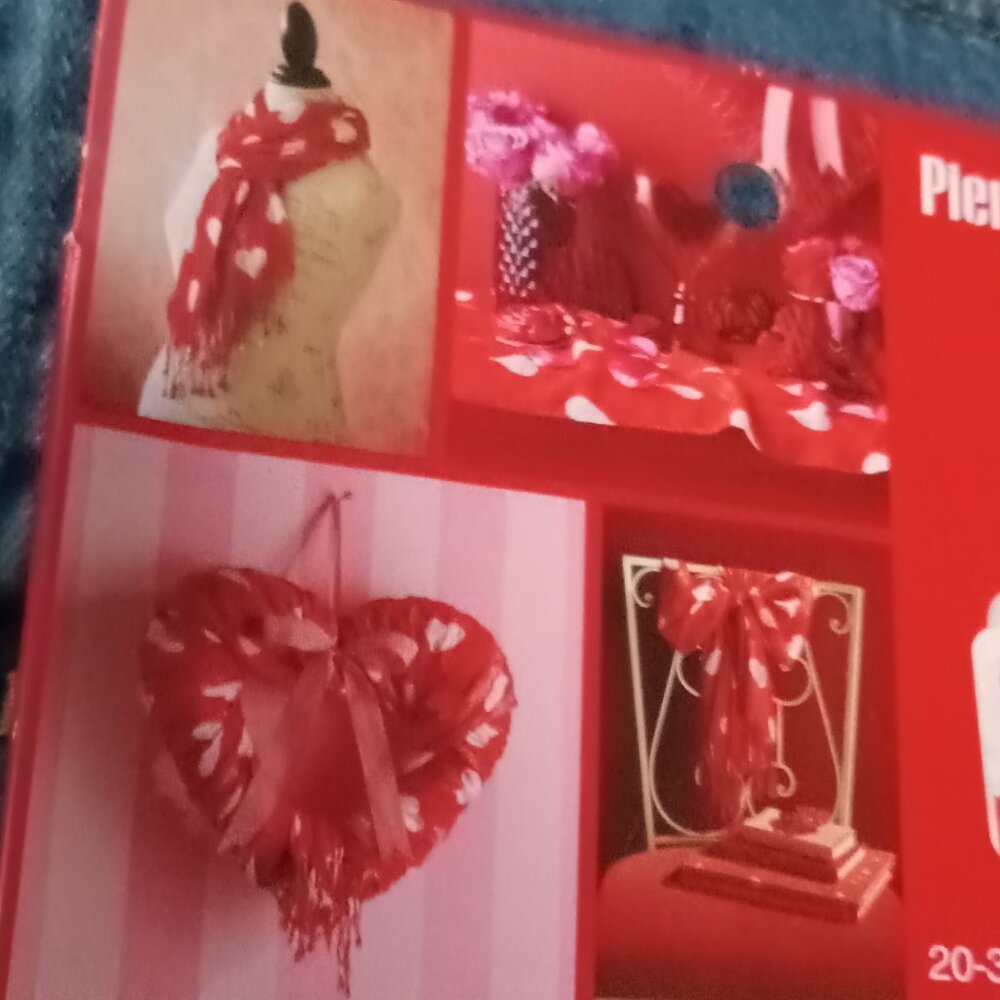 NWT Pier 1 Imports Red & White Heart w/silver threads Scarf or All Purpose Wrap
